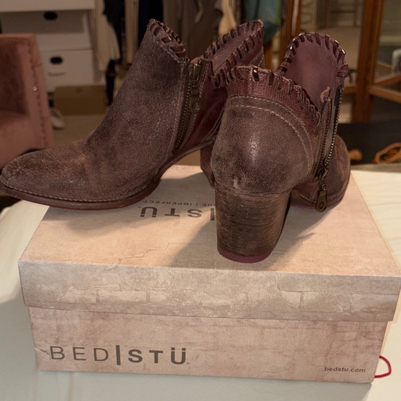 BED|STU Distressed Brown Ankle Booties - Picture 9 of 11